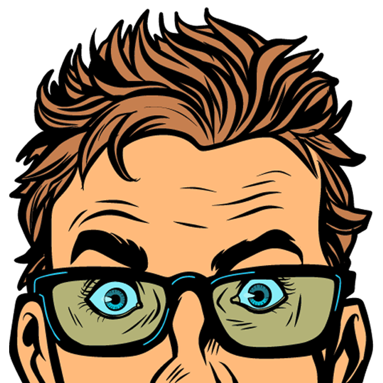 comic book man's face with glasses