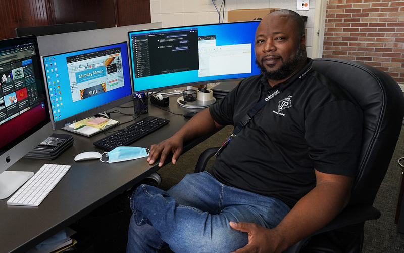 black male in computer office