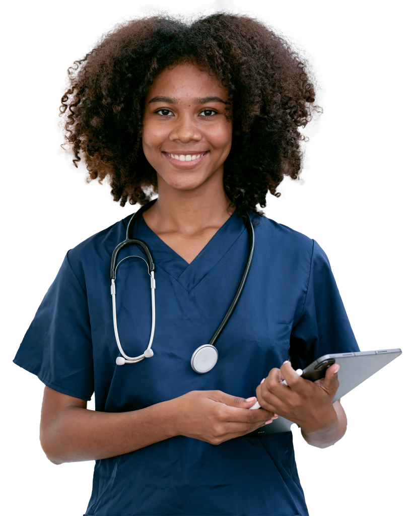 smiling black female medical worker